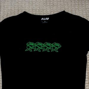 a black similes crop top